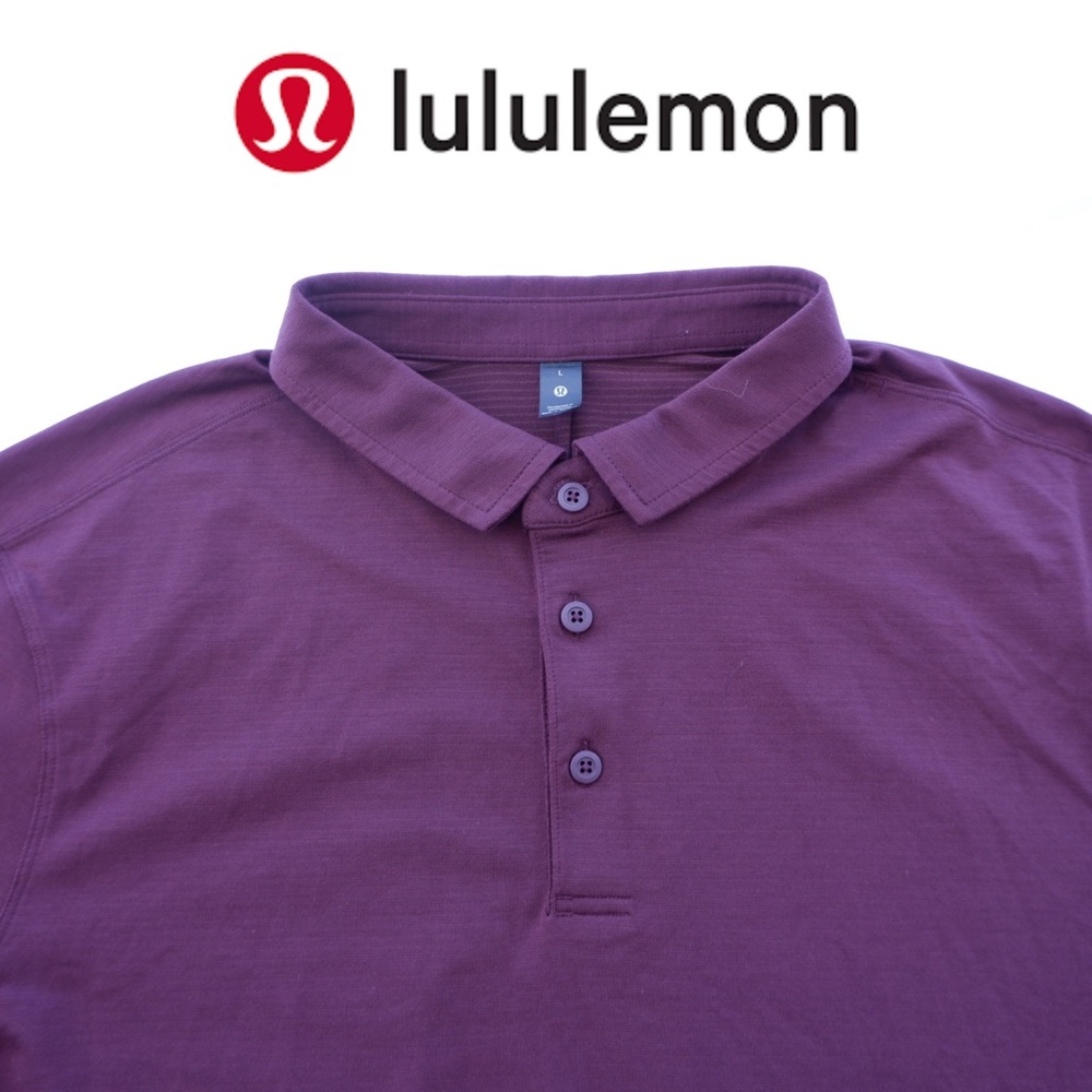 Lululemon Evolution Pique Polo Shirt Mens Size Large Short Burgundy Red Casual